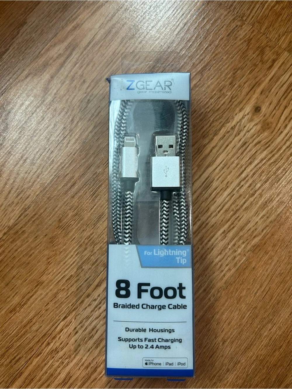 ZGear 8-Foot Silver Braided Lightning Charging Cable